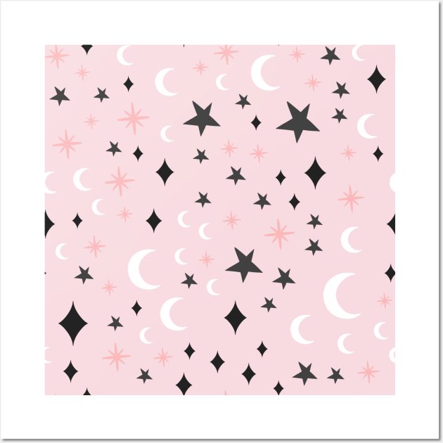 Halloween Stars and Moons Wall Art by teevisionshop